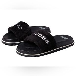 Marc Jacobs Black Plush Slides